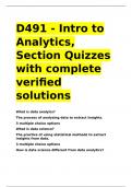 WGU D491 Intro to Analytics &lpar;EXTRA Credit&rpar; questions and answers already graded A&plus;