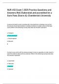 NUR 452 Exam 1 2025 Practice Questions and  Answers Well Elaborated and accredited for a  Sure Pass &lpar;Score A&rpar;-Chamberlain University