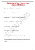 Gross Anatomy Week 4 Questions And  Answers 100&percnt; Correct