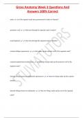 GROSS ANATOMY EXAM PACK WITH COMPLETE SOLUTIONS