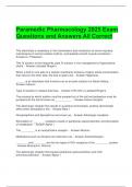 Paramedic Pharmacology 2025 Exam Questions and Answers All Correct 