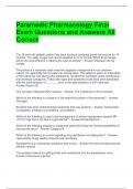 Paramedic Pharmacology Final Exam Questions and Answers All Correct 