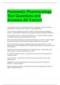Paramedic Pharmacology Test Questions and Answers All Correct 