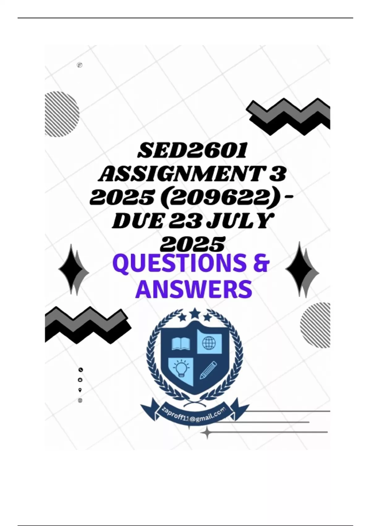 SED2601 Assignment 3 2025 (209622)- DUE 23 July 2025 - SED2601 (SED2601 ...