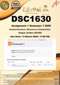 DSC1630 Assignment 1 &lpar;100&percnt; COMPLETE ANSWERS&rpar; Semester 1 2025 &lpar;203250&rpar; - DUE 13 March 2025