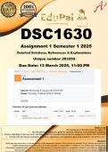 DSC1630 Assignment 1 &lpar;100&percnt; COMPLETE ANSWERS&rpar; Semester 1 2025 &lpar;203250&rpar; - DUE 13 March 2025