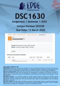 DSC1630 Assignment 1 &lpar;ANSWERS&rpar; Semester 1 2025 - DISTINCTION GUARANTEED