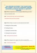 AAA DRIVER'S ED PERMIT TEST QUESTIONS  AND CORRECT DETAILED ANSWERS &lpar;VERIFIED  ANSWERS&rpar; &vert;&vert;ALREADY GRADED A&plus;&vert;&vert;NEWEST  VERSION