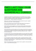 PMED LAST FINAL EXAM QUESTIONS AND ANSWERS ALL CORRECT 