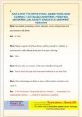 AAA HOW TO DRIVE FINAL QUESTIONS AND  CORRECT DETAILED ANSWERS &lpar;VERIFIED  ANSWERS&rpar; &vert;&vert;ALREADY GRADED A&plus;&vert;&vert;NEWEST  VERSION