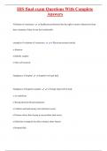 IHS final exam Questions With Complete  Answers
