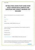 NP ROLE FINAL EXAM STUDY GUIDE EXAM LATEST VERSION WITH COMPLETE 400 QUESTIONS AND CORRECT ANSWERS JUST RELEASED