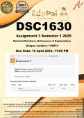 DSC1630 Assignment 3 &lpar; 100&percnt; COMPLETE ANSWERS&rpar; Semester 1 2025 &lpar;145074&rpar;- DUE 10 April 2025
