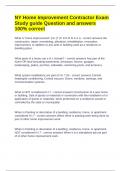 NY Home Improvement Contractor Exam Study guide Question and answers 100&percnt; correct 