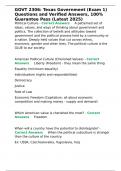 GOVT 2306 Texas Government &lpar;Exam 1&rpar; Questions and Verified Answers&comma; 100- Guarantee Pass &lpar;Latest