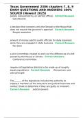 Texas Government 2306 chapters 7&comma; 8&comma; 9 EXAM QUESTIONS AND ANSWERS 100- SOLVED &lpar;Newest