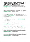 TX Government 2306 Final Exam Ch&period; 9-13 EXAM QUESTIONS AND ANSWERS 100- SOLVED &lpar;Newest
