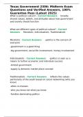 Texas Government 2306 Midterm Exam Questions and Verified Answers 100- Guarantee Pass &lpar;Latest