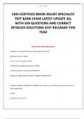 CBIS-CERTIFIED BRAIN INJURY SPECIALIST TEST BANK EXAM LATEST UPDATE ALL WITH 550 QUESTIONS AND CORRECT DETAILED SOLUTIONS JUST RELEASED THIS YEAR
