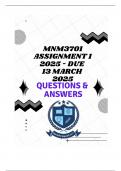 MNM3701 Assignment 1 2025 - DUE 13 March 2025
