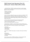 CHES Practice Exam Questions &lpar;From 7th edition&rpar; and  Answers Rated 100&percnt;&sol; verified