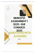 MNM3701 Assignment 1 2025 - DUE 13 March 2025
