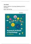 Test Bank -Research Methods in Psychology&comma; Evaluating a World of Information 4th Edition &lpar; Beth Morling&comma; 2020&rpar; All Chapters &vert; Newest Edition