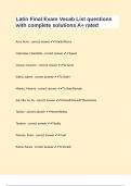 Latin Final Exam Vocab List questions with complete solutions A&plus; rated