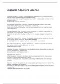 Alabama Adjusters License Exam Questions and Correct Answers