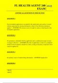  FL HEALTH AGENT 240 EXAM QUESTIONS AND ANSWERS 2025