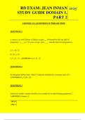  RD EXAM&colon; JEAN INMAN STUDY GUIDE DOMAIN 1&comma; PART 2 QUESTIONS AND ANSWERS 2025