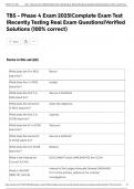 TBS - Phase 4 Exam 2025&vert;Complete Exam Test &vert;Recently Testing Real Exam Questions&vert;Verified Solutions &lpar;100&percnt; correct&rpar;