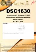 DSC1630 Assignment 2 &lpar;COMPLETE ANSWERS&rpar; Semester 1 2025 