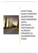 AHIP FINAL EXAM VERIFIED  QUESTIONS AND ANSWERS  WITH DETAILED RATIONALES  ALREADY GRADED A&plus;  GUARANTEED PASS