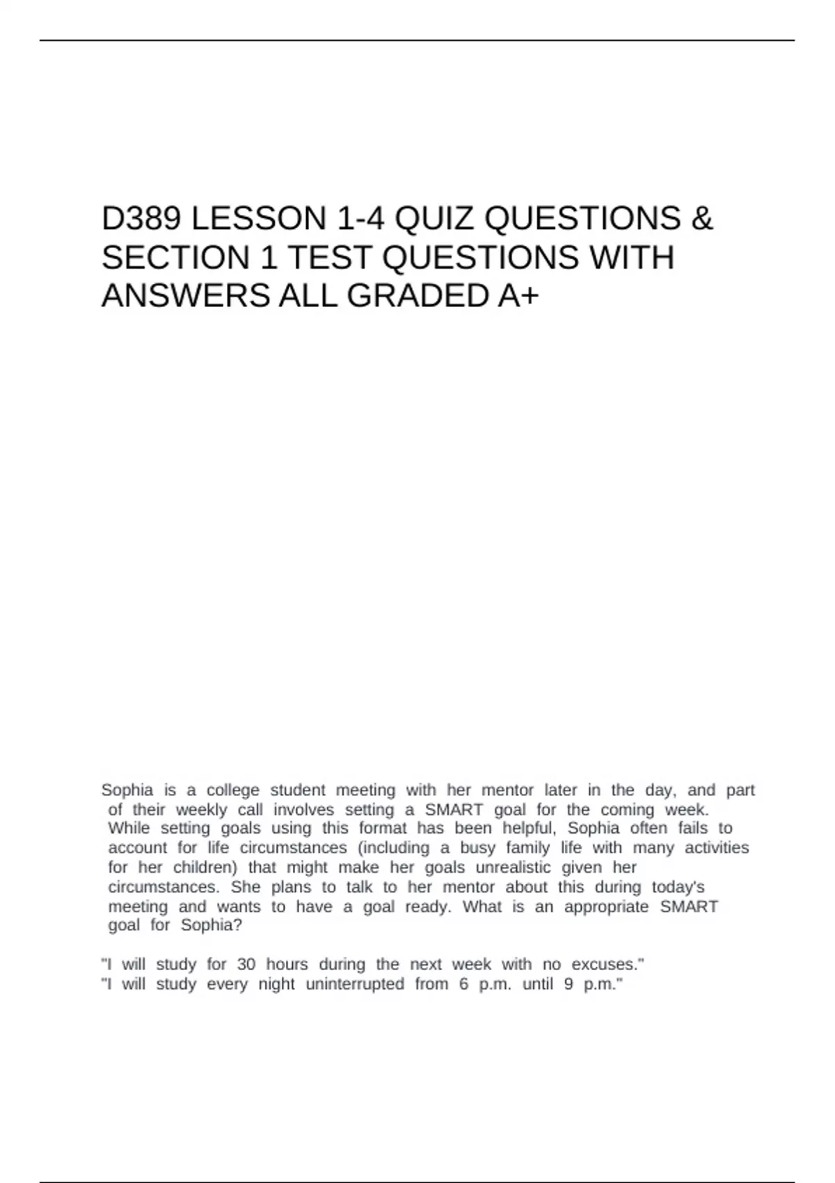 D389 Lesson 1-4 Quiz Questions & Section 1 Test Questions - D389 Lesson ...