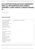 ATI CAPSTONE PHARMACOLOGY ASSESSMENT 2025 &vert; ALL 100 QUESTIONS AND CORRECT ANSWERS &vert; LATEST UPDATE &vert; ALREADY GRADED A&plus;