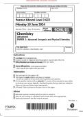 pearson edexcel level 3  GCE CHEMISTRY ADVANCED  PAPER 1&colon; ADVANCED INORGANIC AND PHYSICAL CHEMISTRY 9CHO&sol;01 MERGED QUESTION PAPER AND MARKING SCHEME