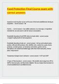 Food Protection Final Course exam with correct answers