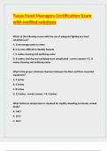 Texas Food Managers Certification Exam with verified solutions 