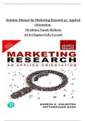 Solution Manual For Marketing Research An Applied Orientation 7th Edition by Naresh Malhotra All 23 Chapters Fully Covered Complete Newest Version Original Verified&comma; A&plus; Grade