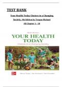 Test Bank for Your Health Today&colon; Choices in a Changing Society 9th Edition by Michael Teague&comma; David Rosenthal and Sara Mackenzie &lpar;Complete 18 Chapters&rpar;