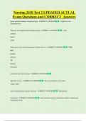 Nursing 2410 Test 2 UPDATED ACTUAL  Exam Questions and CORRECT Answers