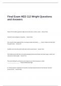 Final Exam HED 112 Wright Questions and Answers