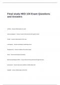 Final study HED 104 Exam Questions and Answers