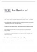 HED 100 - Exam 1Questions and Answers