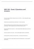 HED 100 - Exam 2 Questions and Answers