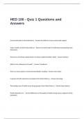HED 100 - Quiz 1 Questions and Answers