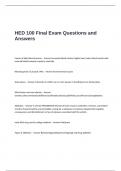 HED 100 Final Exam Questions and Answers