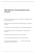 HED 100 Unit 1 Exam Questions and Answers