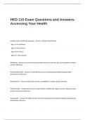 HED 110 Exam Questions and Answers- Accessing Your Health